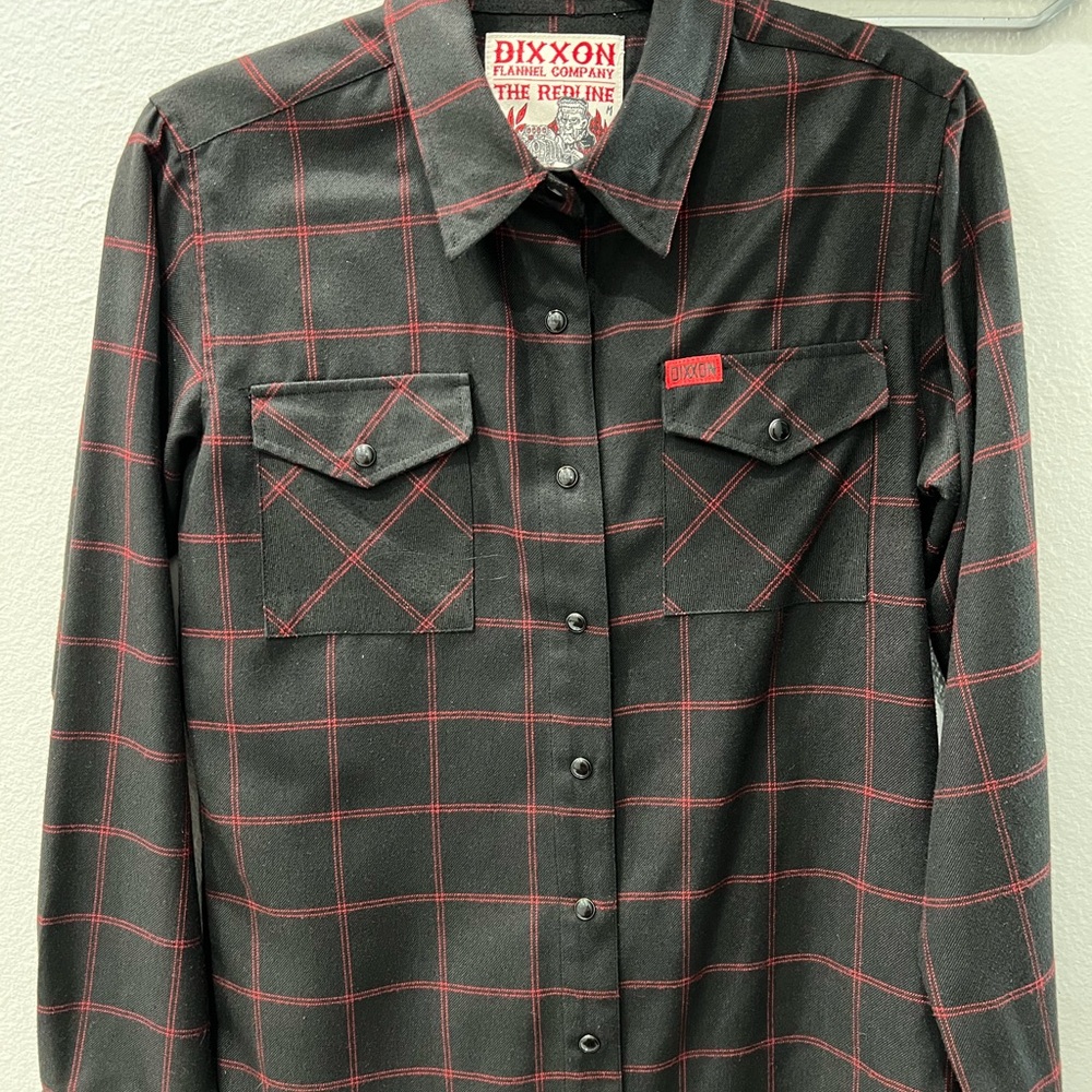 Dixxon womens Black and Red Plaid Shirt